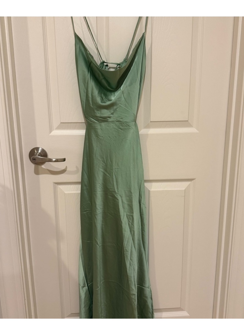 SHEIN Light Sage Green Satin Cowl Neck Maxi Dress